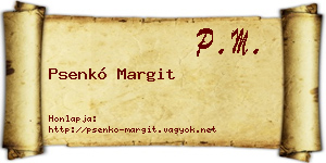 Psenkó Margit névjegykártya